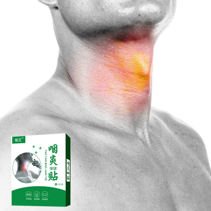 

6Pcs/Box Herbal Pharyngitis Patch Treat Sore Throat Inflammation Chronic Pharyngitis Swelling Pain Relief Throat Care Plaster