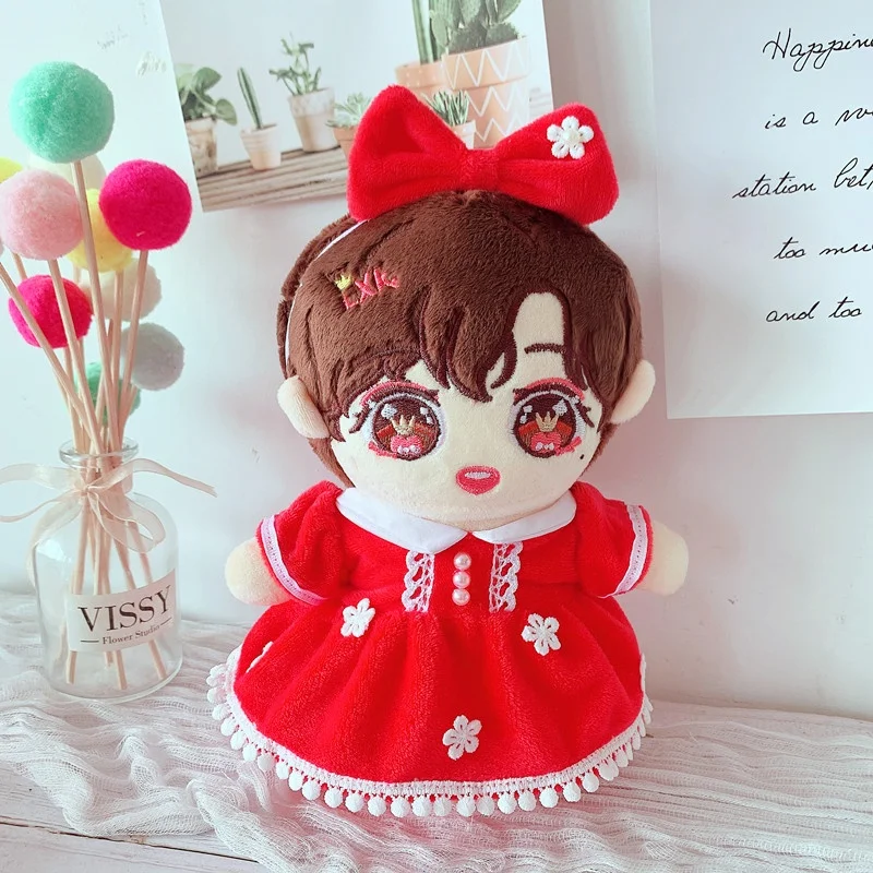 

Red Plush Pearl Dress Suit 20cm Baby Toy Clothes 6 inch Stuffed Toys Outfit