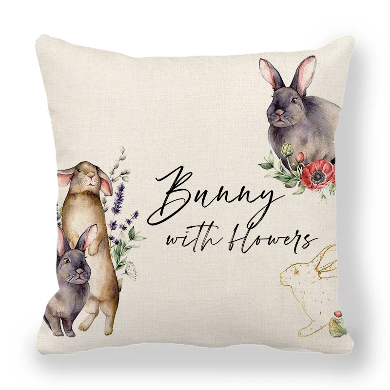 

Cushion Cover Happy Easter Rabbit Egg Pilow Case Sofa Pillowcases Easter Home Decoration for Home Pillow Cover 45x45cm