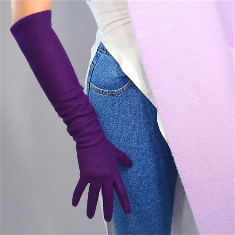 

Женские длинные кашемировые перчатки, эластичные шерстяные твидовые перчатки 50 см, маленькие очаровательные розовые вишневые светильник-р...