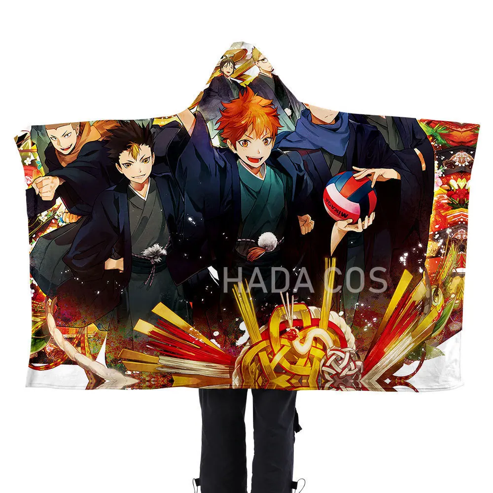 Модное домашнее пончо для дома Haikyuu! Японское одеяло с капюшоном мальчиков и