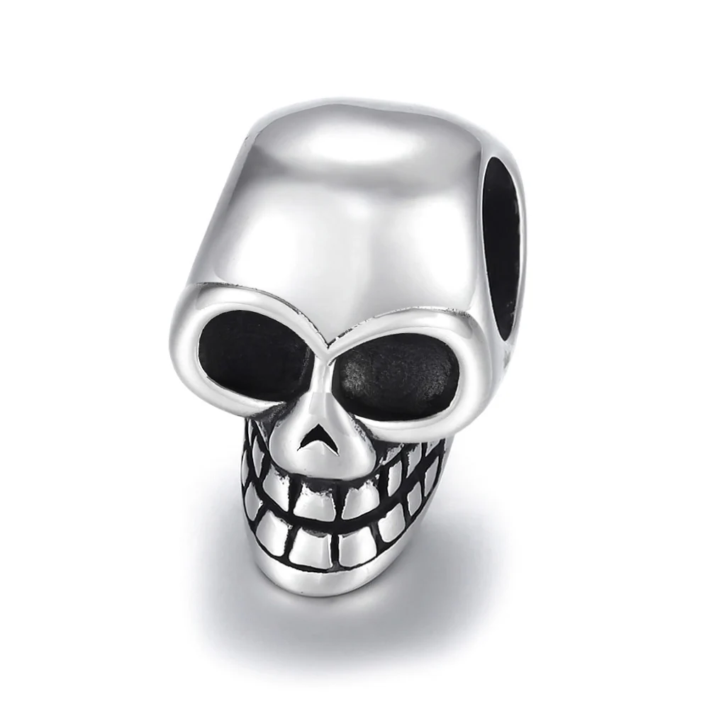 Нержавеющая сталь Череп из бисера полированный 6 мм бусины с большим отверстием