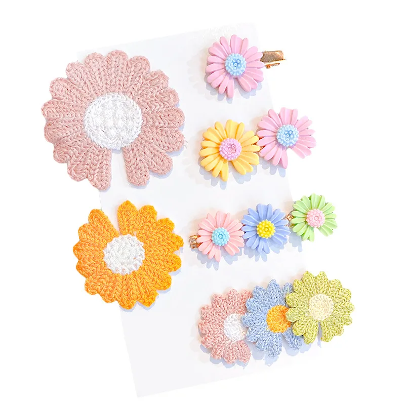 

6PCS/Set Children Cute Flower Knitting Ornament Hair Clips Kids Sweet Hairpins Barrettes Lovely Headband Fashion Hair Accessorie