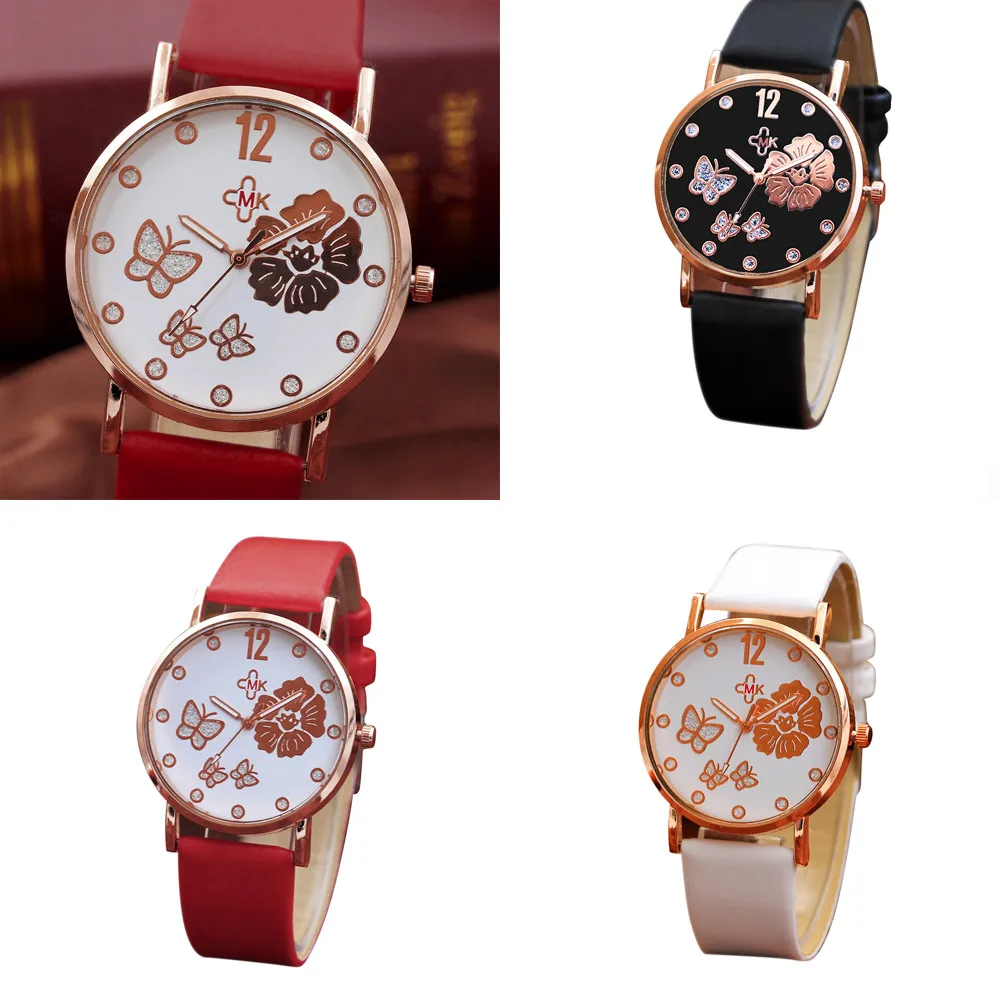 Часы мужские 2019 Модный Цветной ремешок цифровой циферблат кожаный Кварцевые