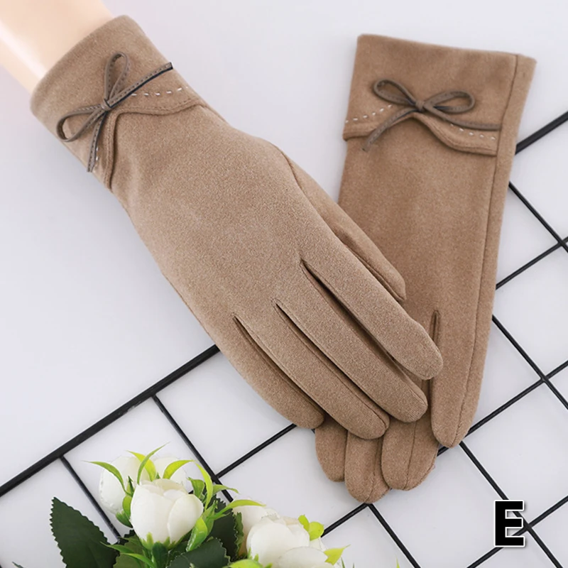 

Женские теплые ветрозащитные эластичные перчатки с бантом, 1 пара