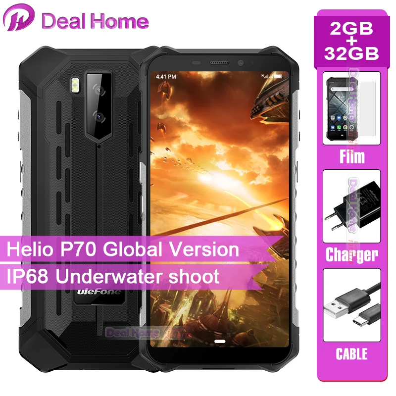 Ulefone Power X3 прочный IP68 Смартфон Android 9 0 5 &quotЭкран 2 Гб оперативной памяти 32