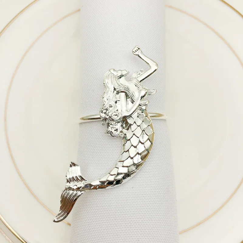 12 шт отель банкет Русалка салфетка пряжка морской Ресторан кольцо для салфетки в