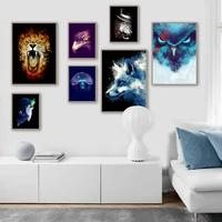 lion eagle fox wolf abstract personality wall art canvas painting nordic posters and prints wall pictures for living room decor