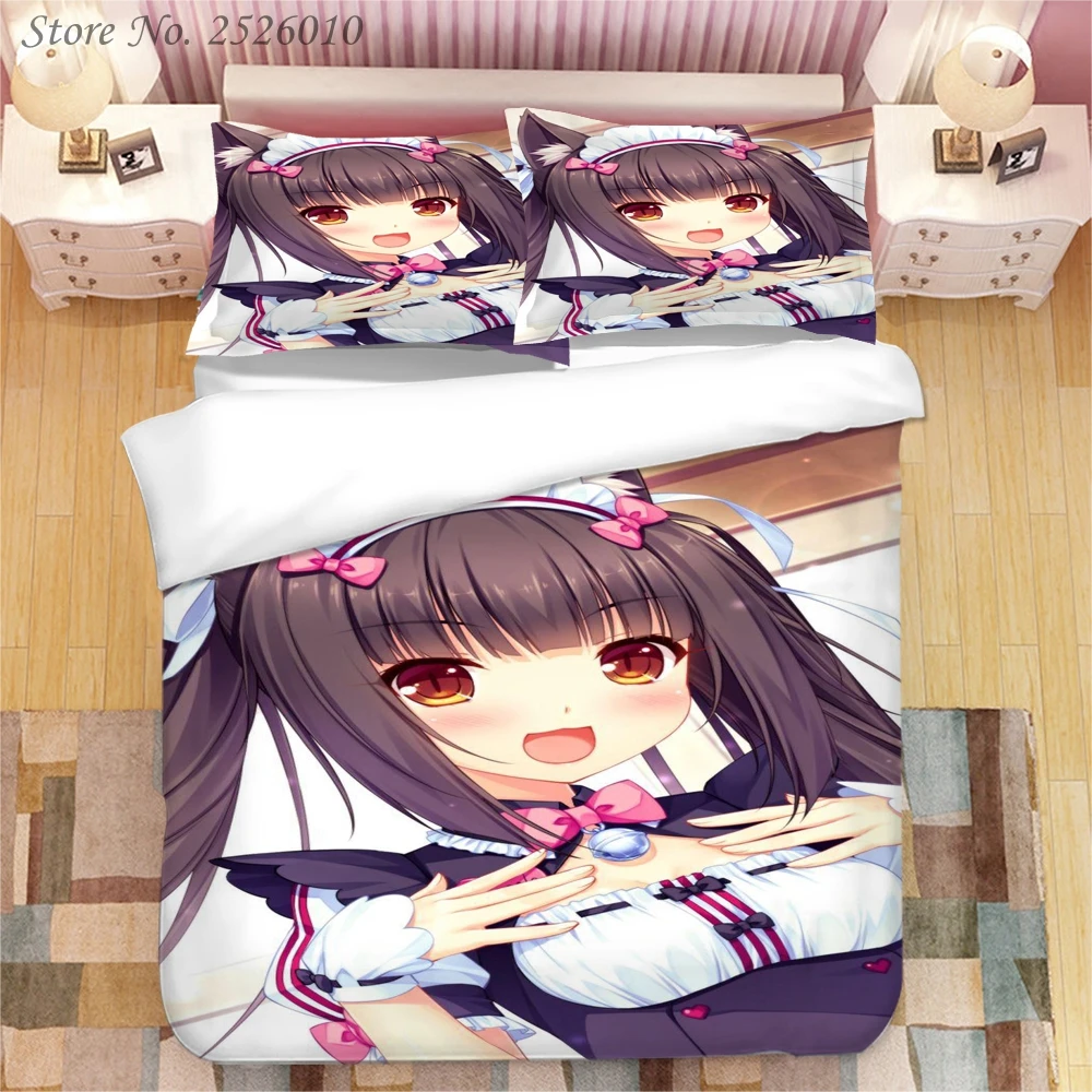 Комплект постельного белья с 3D-принтом аниме Nekopara Королевский пододеяльник