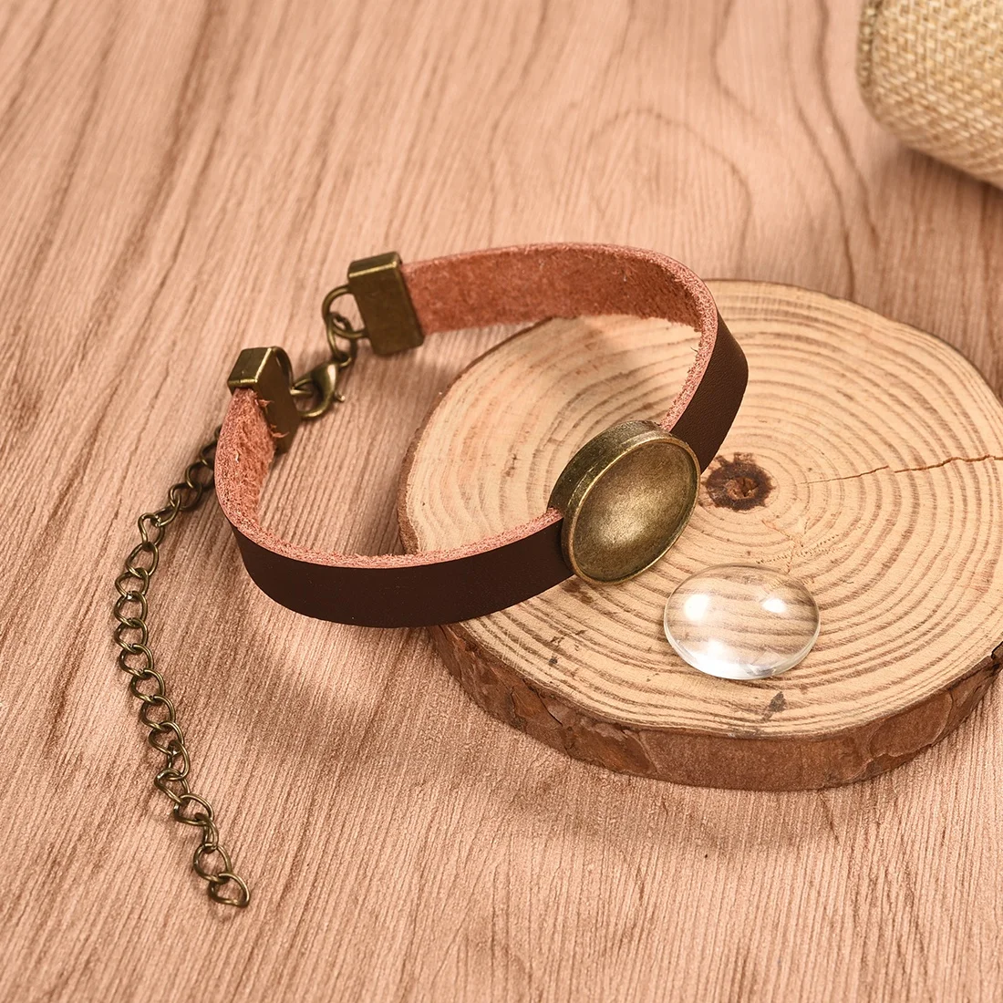 Основание для кожаного браслета 18 мм 5 шт. круглый кабошон браслет пустая черная