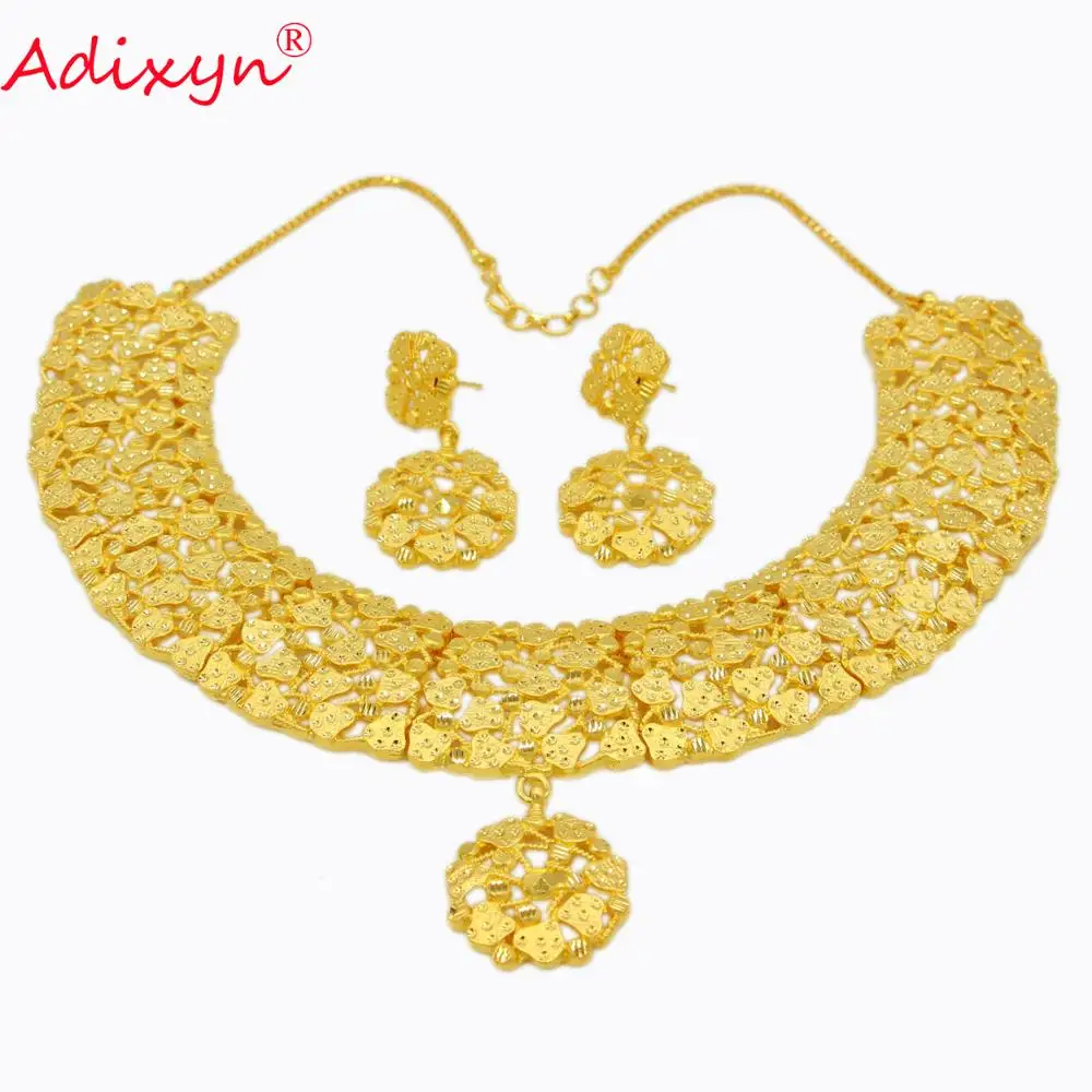 Adixyn Новое индийское ожерелье/серьги цвет золото Африканский/Дубай свадебные