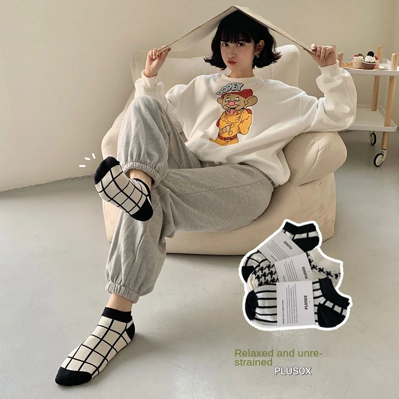 

Japanese Style Socks Summer New Men's And Women's Socks Low Top Trend Black White Stripe Thin Moisture Breathable Couple Socks