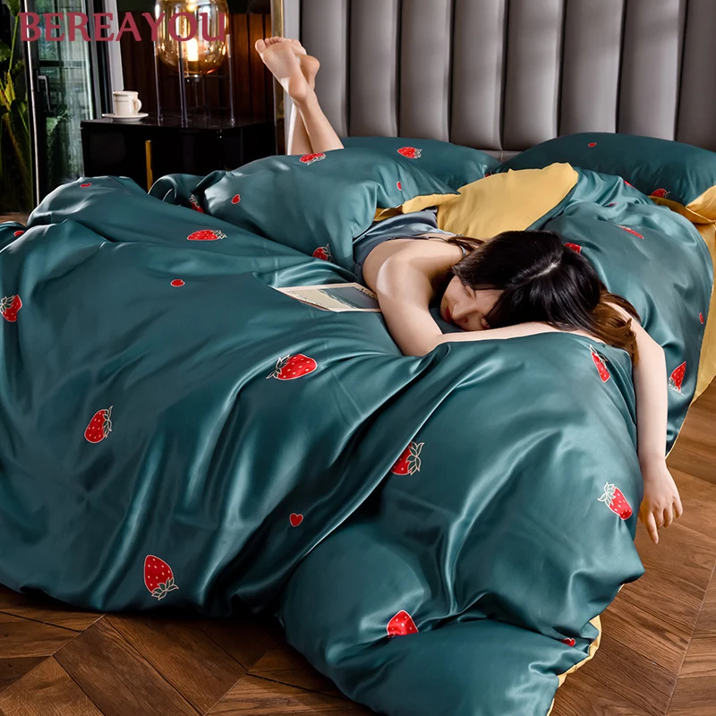 

Luxury Bedding Sets Queen size Washed Silk Bed Linen Bed Duvet and Pillowcase King size Home decor Comforter Set jogo de cama