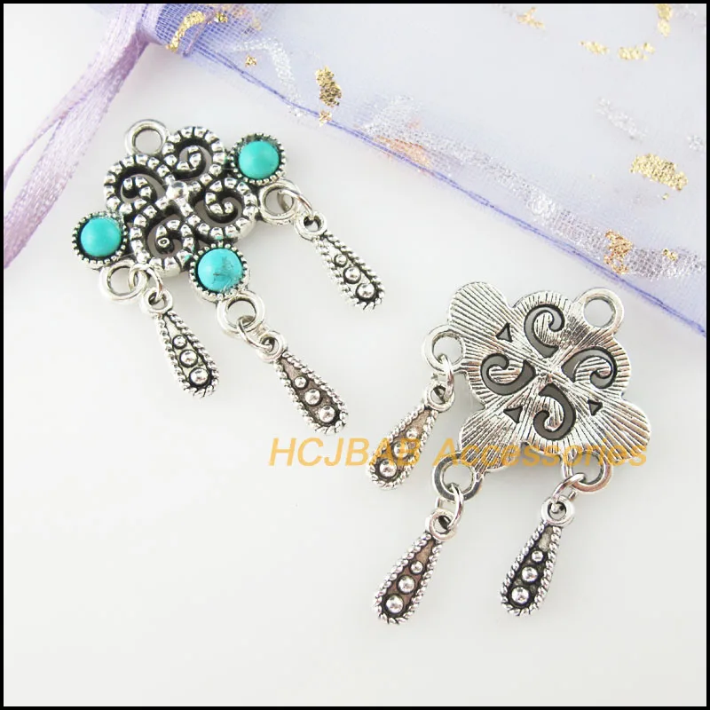 5 шт. Тибетский Серебряный тон китайский узел камень каплевидные кисточки