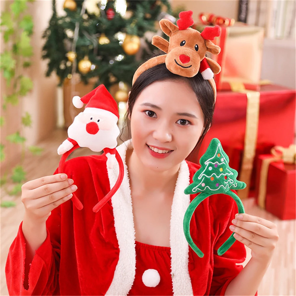 2019 рождественские повязки новая плюшевая Санта Клаус ободок в виде лося детская