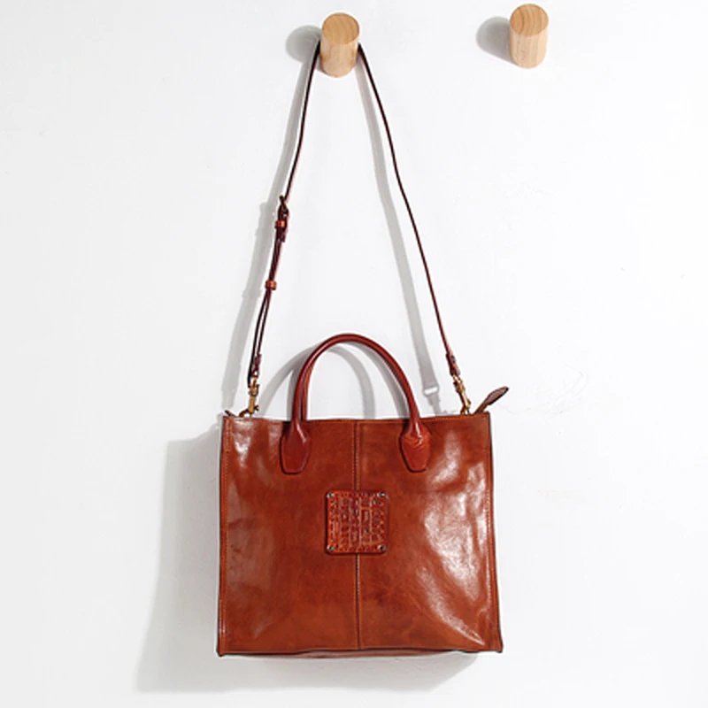 

New ladies leather handbags leather messenger bag rub color retro old hand-sewn personality female bag square