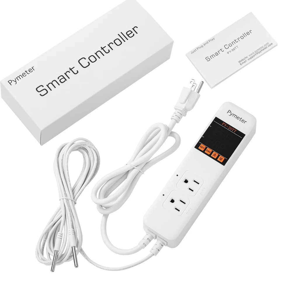 PY-20TT Двойной терморегулятор Pymeter 2 с зондом для контроля температуры для домашнего пивоварения, аквариума, инкубатора и теплицы.