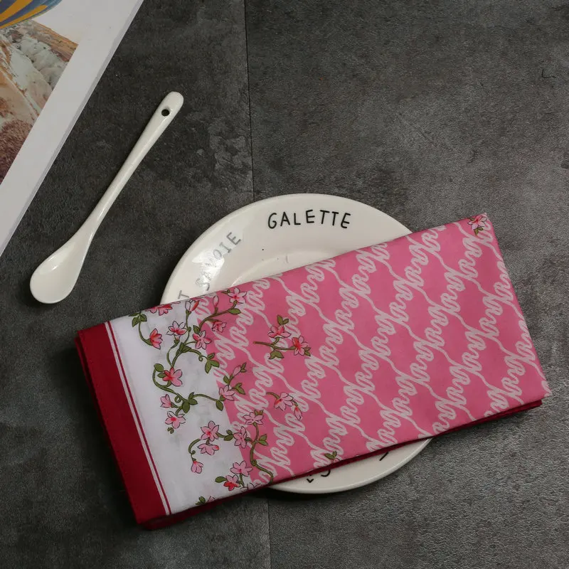 Handkerchiefs Women Kawaii Simple Classic Pocket Square Floral Printed Elegant Vintage Leisure Fashion Womens Chic New Females - Цвет: 11