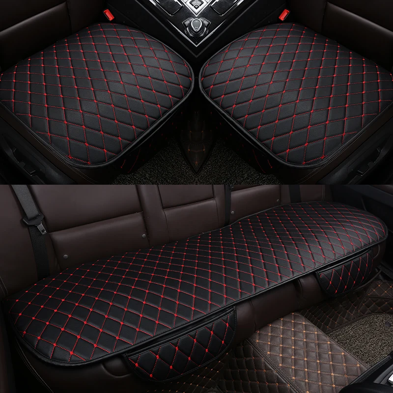 

PU Leather Car Seat Cover Universal Auto Interior Car Front Rear Back Cushion Protector Four Season Accessories Interior