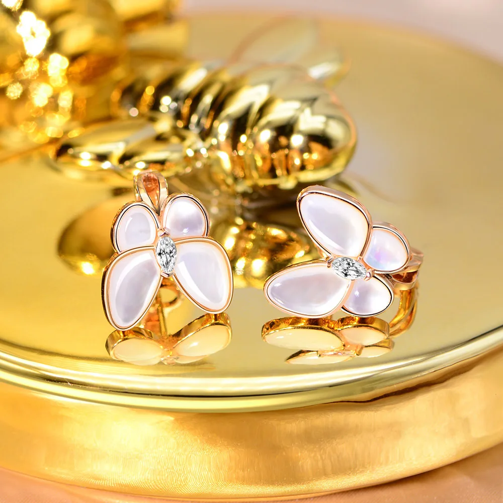 

Wong Rain 100% 925 Sterling Silver Butterfly Pearl Gemstone Wedding Romantic Cute Ear Studs Earrings For Women Fine Jewelry