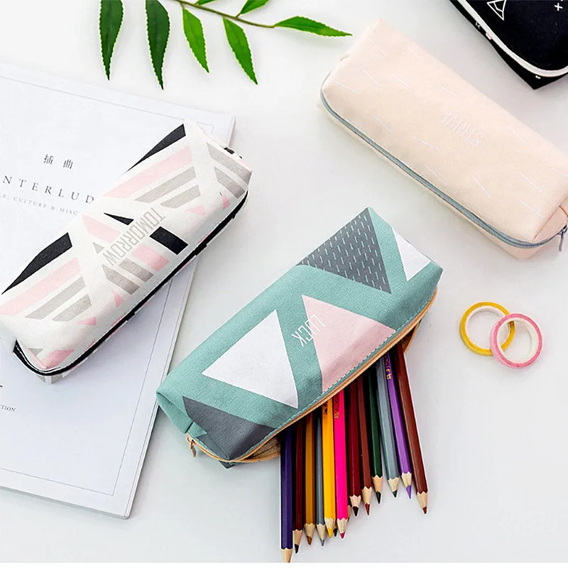 

1PC Fashion Canvas Pencil Case Stationery Pouch Cute Pencil Case Office Student Pencil Cases Nylon School Supplies Pen Box