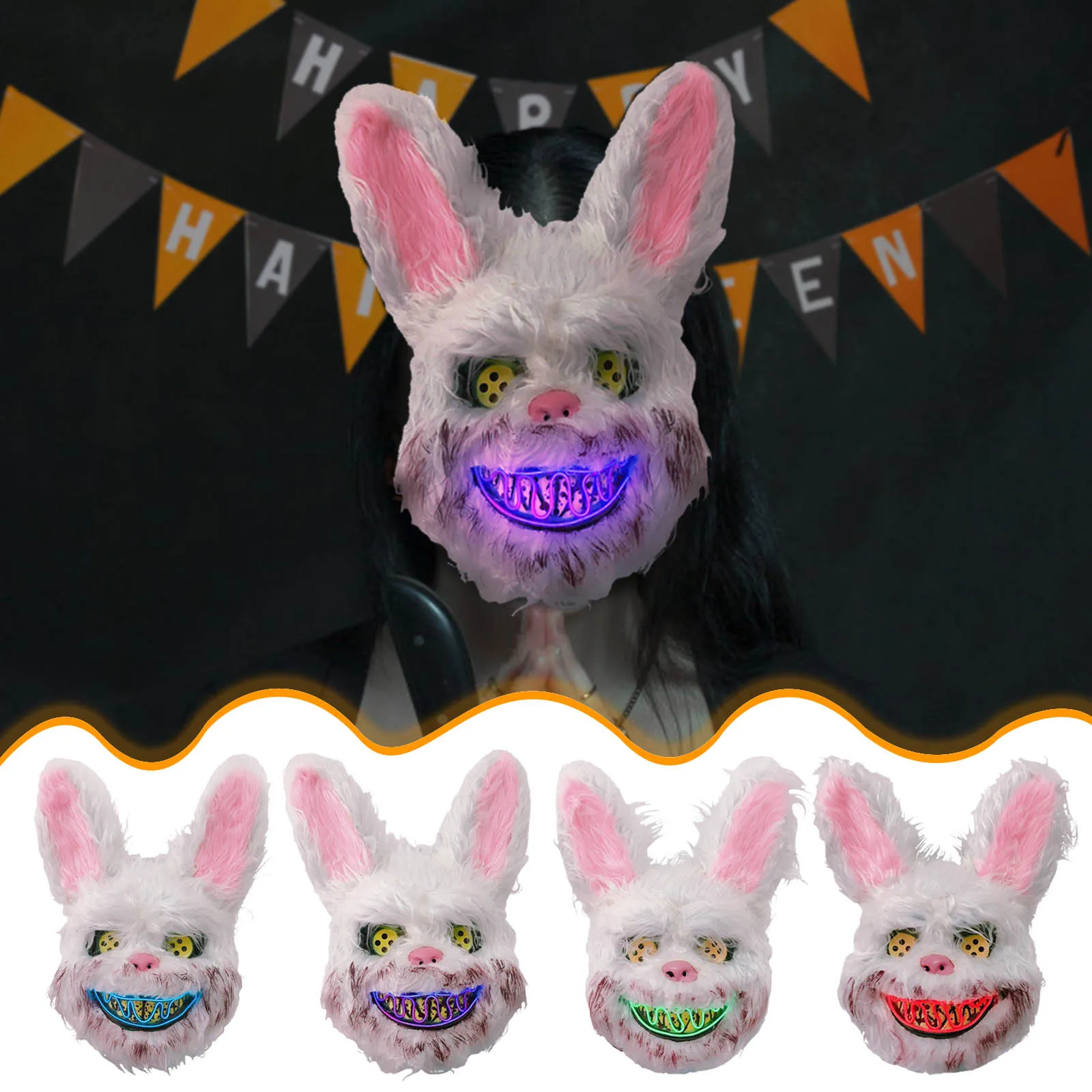 Маски для Хэллоуина 2021 Новинка кровавый убийца кролик страшная маска плюшевая