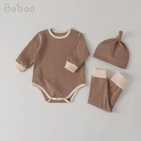 2022 infant tracksuit clothing spring autumn baby rompers boy clothes girl kids jumpsuits long sleeve underwear pure cotton hat