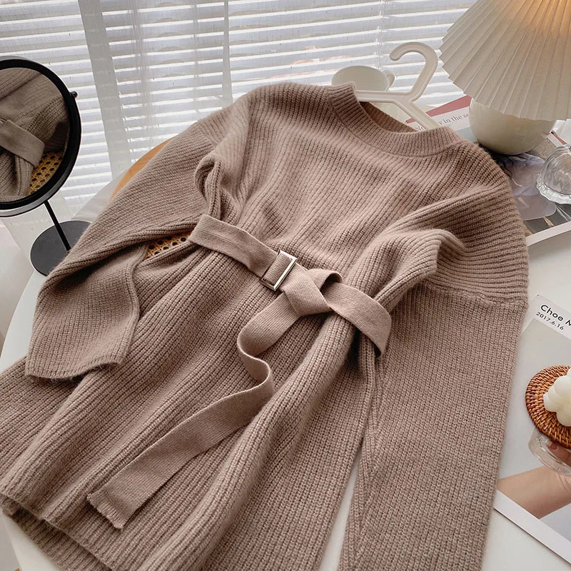 Корейский винтажный женский свитер Woherb с высоким воротником однотонный вязаный