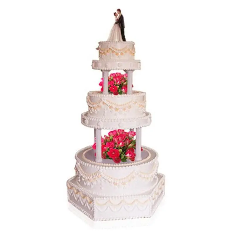 Buy Quality 8Pcs/Set White Small+Large Plastic Cake Pillars Wedding Stand Fondant Support Mold Valentine's Day Wed on