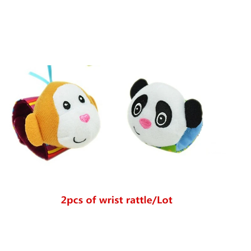 2pcs wrist rattle-B Носки для новорожденных с героями мультфильмов, милые детские носки с ремешком на запястье, детские игрушки, носки с животными для малышей 0-24 месяцев, плюшевые игрушки, подарки, Мягкая погремушка для малышей - Цвет: 2pcs wrist rattle-B