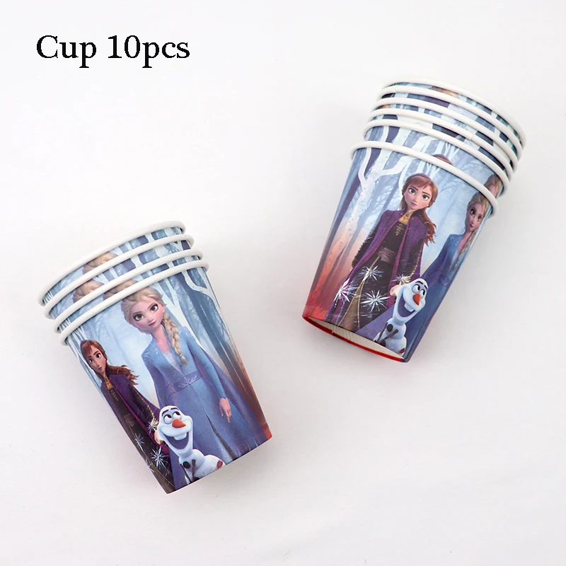 Cup 10pcs Платье принцессы «Холодное сердце» 2 вечерние поставки «Холодное сердце» вечерние Бумага соломы тарелки чашки для девочек с героями мультфильма «Холодное сердце»; 2 платья Эльзы и Анны для дня рождения Декор вечерние скатерть - Цвет: Cup 10pcs