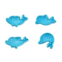 4pcsset plastic dolphin spring mold baking tools cake making tool cookie molds dough cutting die cookie stamp