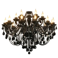 led classic iron crystal glass fabric black chandelier lighting lustres de cristal suspension luminaire lampen for foyer