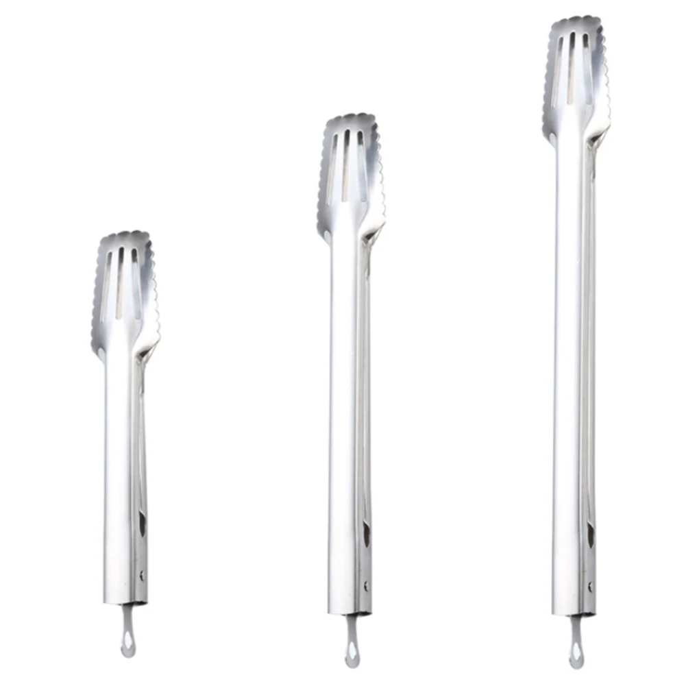 

Stainless Steel Food Tongs Kitchen Baking Tools Bread Tongs Steak Barbecue Grill Food Tongs, 3PCS