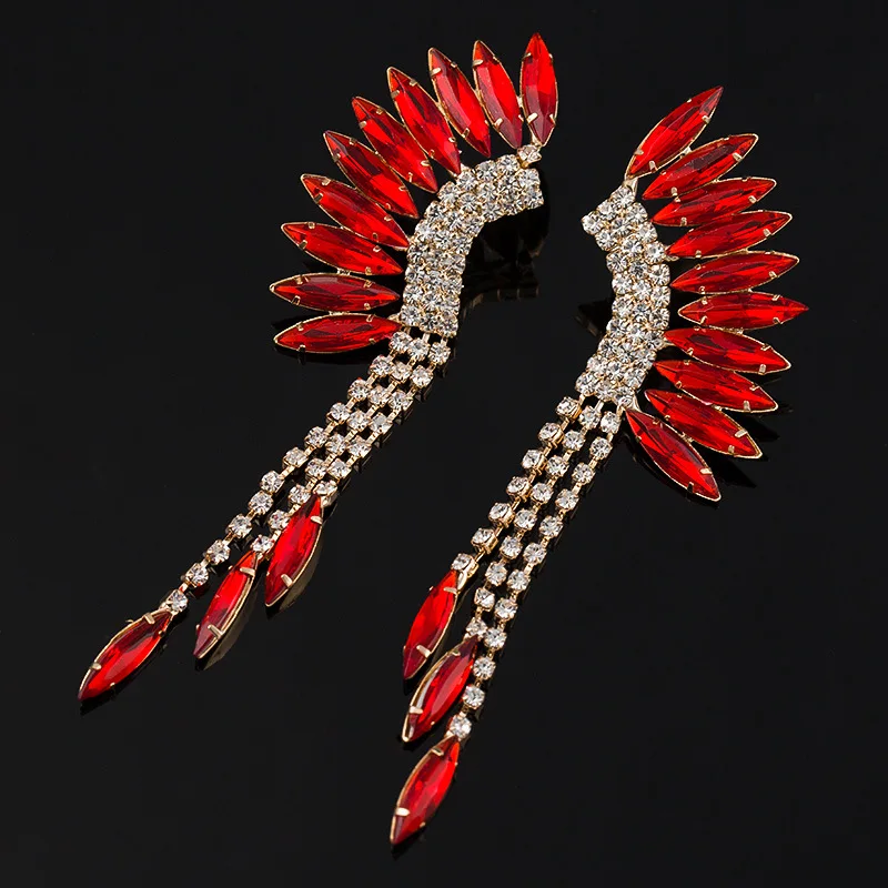 Изысканный павлин кисточкой серьги с украшением в виде кристаллов Стразы