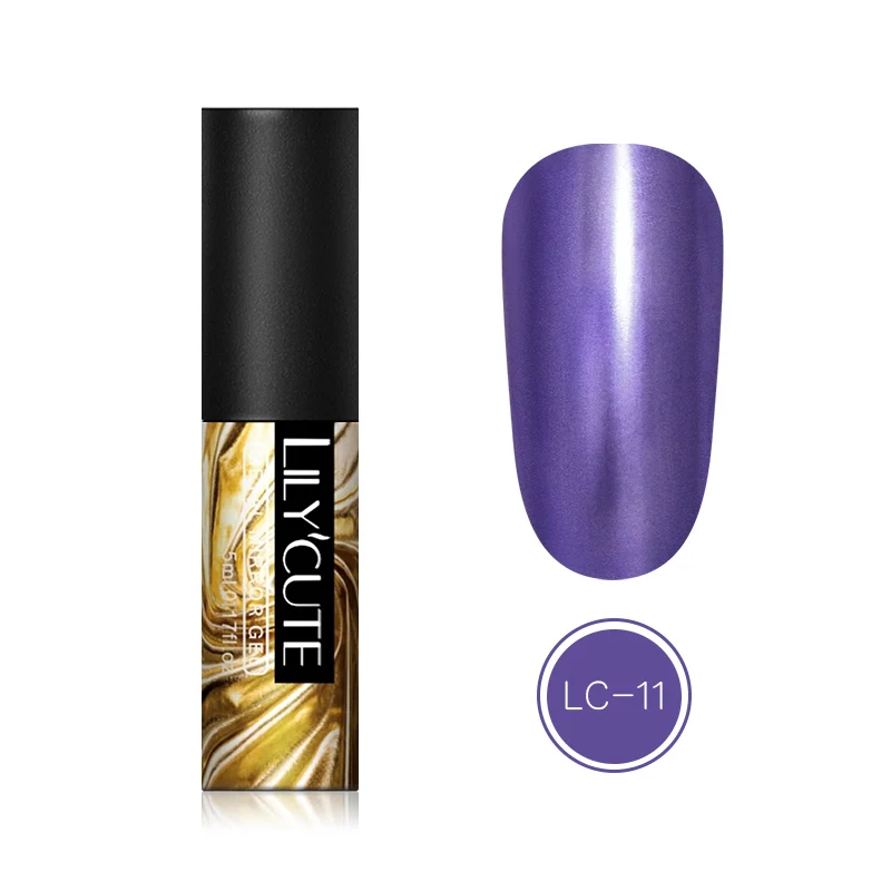 LC-11 LILYCUTE, 7 мл, металлический Гель-лак для ногтей, долговечный Блестящий золотистый, красный, серебристый цвет, дизайнерский УФ-лак, впитывающий светодиодный Гель-лак для ногтей - Цвет: LC-11