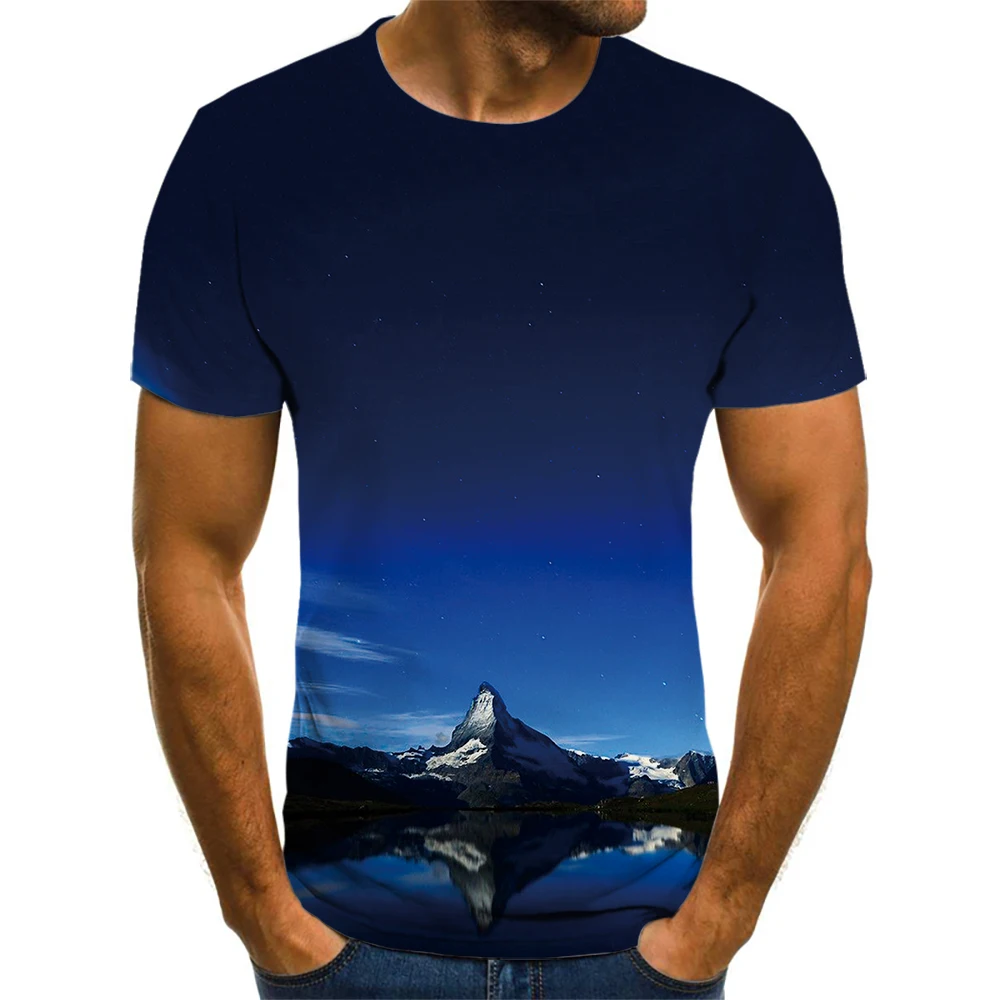 

Summer Men's Popular T-Shirt 3D Printed Landscape Pattern Harajuku Best-Selling Street Clothes Casual Loose Short Sleeve T-Shirt