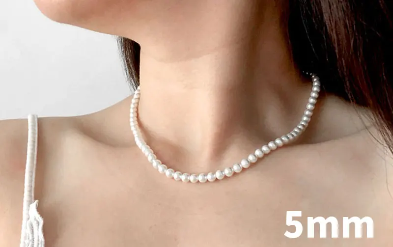 5mm Элегантное серебряное 925 ювелирное классическое темпераментное свадебное ожерелье 4-10 мм жемчужное кремовое 925 пробы Серебряная цепочка для женщин - Цвет камня: 5mm