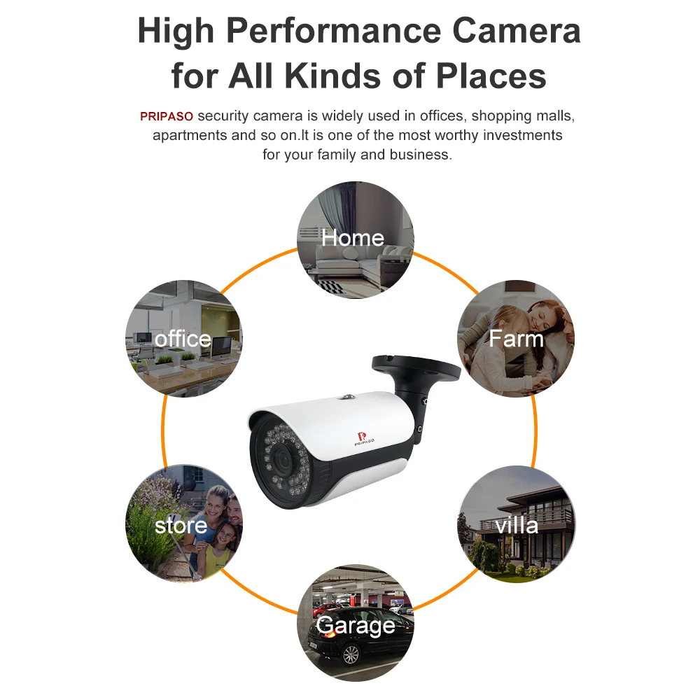 

Pripaso 4K Ultra HD 8MP AHD Bullet Camera Security Cam Waterproof CCTV Surveillance IR Night Vision Camara For Outdoor Home Pet