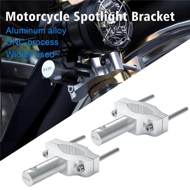 

2PCS/Set Motorcycle Bumper Modified Headlight Mount Bracket Stand Support Spotlight Extension Silver Bracket Universal Holder