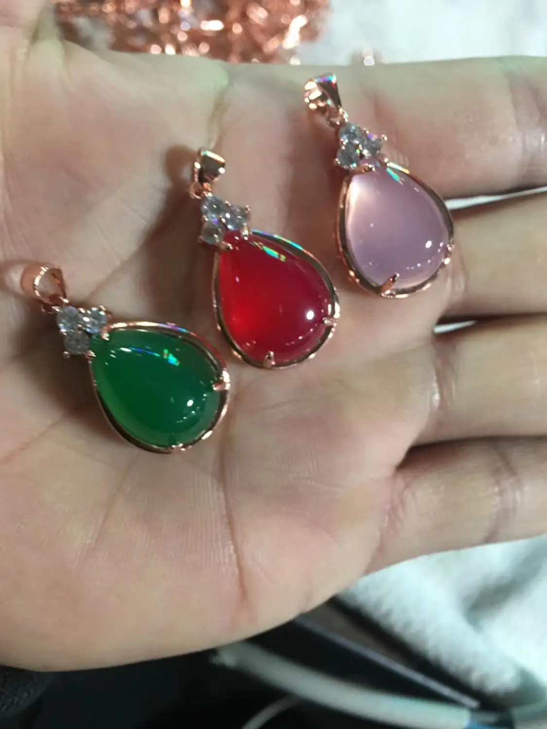 

natural S925 red pink red green silver plated Ice Charm luck necklace gift fine jewelry pendant women sweet lady agate