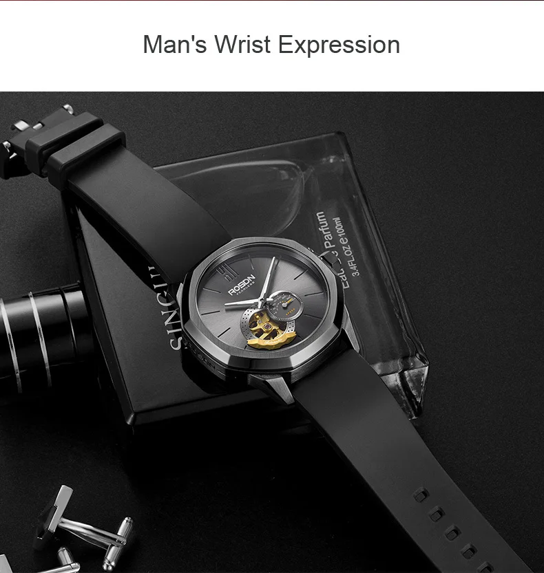 Luxury Brand ROSDN Men's Watches Japan MIYOTA 8N40 Automatic Mechanical Pocket Watch Man Sapphire Skeleton 50M Waterproof R2189