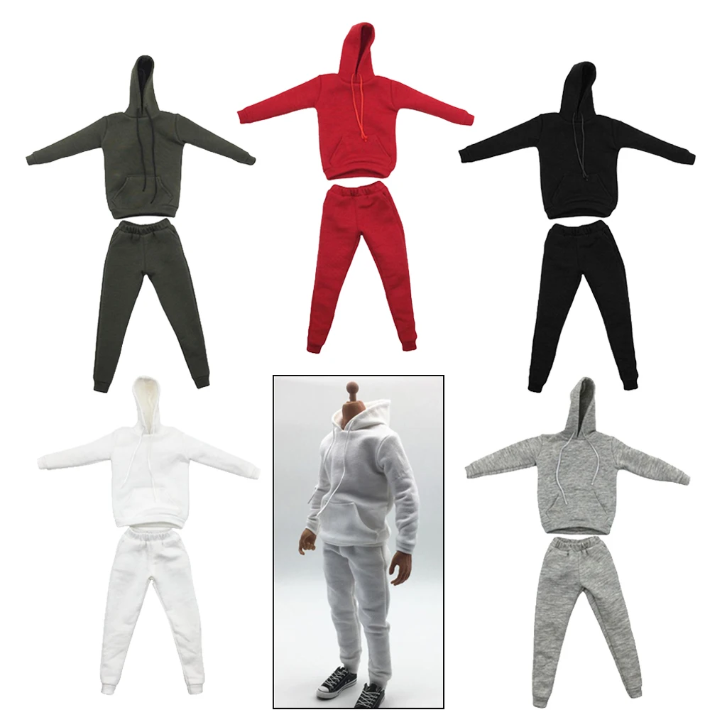 

1/6 Action Figure Accessories Hooded Tops and Pants Set, Clothing for Kumik 12inch Male Figures