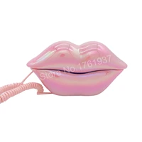 Shiny Lips Telephone  Pink Novetly Fashion Mouth Phone for Home office hotel decor  Basic Landline Phones for Photography