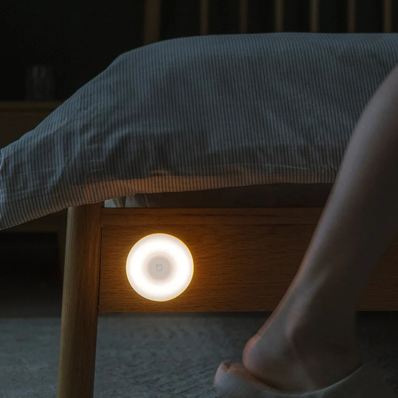 24H корабль Xiaomi Mijia светодиодный индукционный Ночной светильник 2 лампы Регулируемая яркость инфракрасный умный датчик человеческого тела с магнитной основой