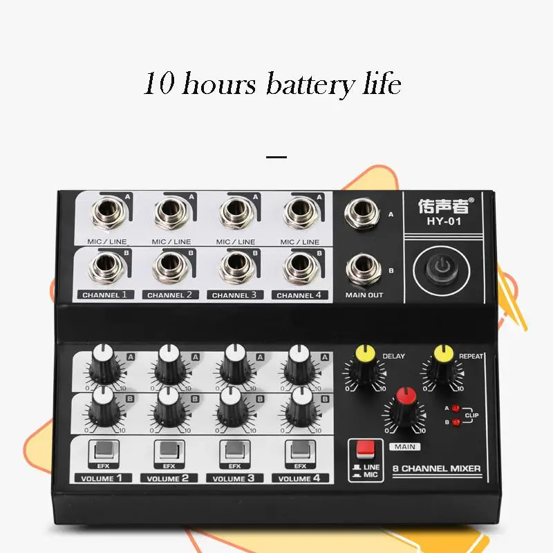 Мини микшерный аудио звуковой миксер 8 каналов караоке микрофон усилитель