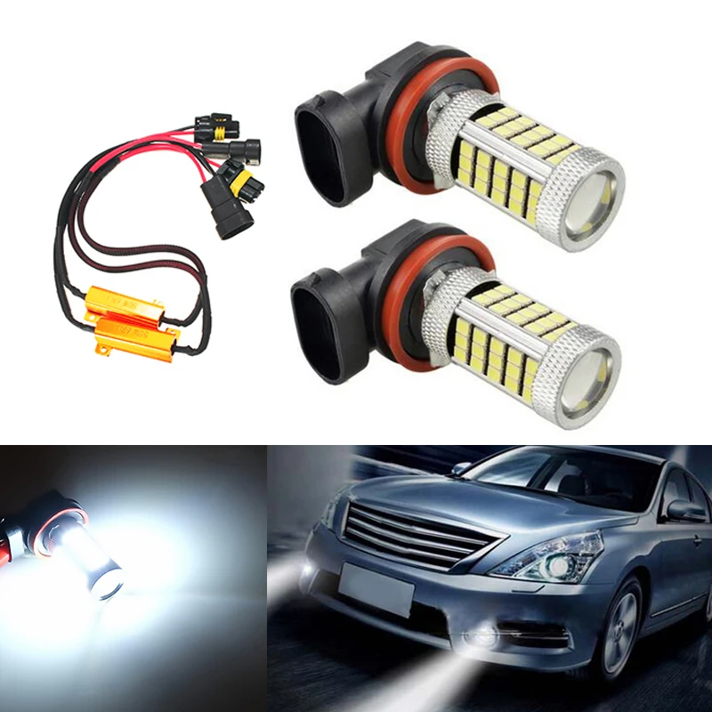 Лампы противотуманные светодиодные высокой яркости H8 H11 2835SMD 66 2 шт. белые без