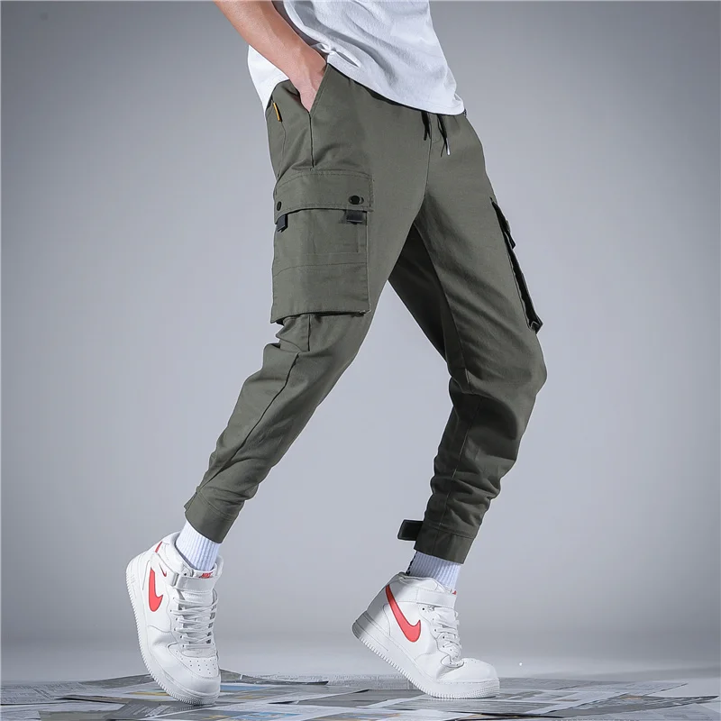 

New Pockets Fashion Top Many Quality Brand Casual Streetwear Loose Long Mens Cargo Pants Olive Trousers Men's Clothes 6XL 7XL