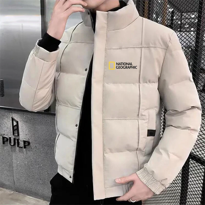 

National Geographic Brand Parka Men 2022 New Autumn Winter Casual Mens Cotton-padded Clothes High Quality Stand-up Collar Jacket