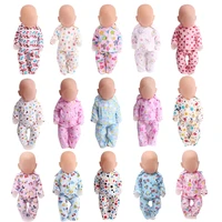 40 43 cm boy american dolls clothes newborn printed pajamas suits pants baby toys dress fit 18 inch girls doll gift f11
